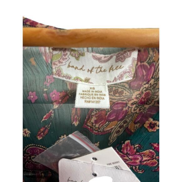 NWT Band of the Free Women XS Paisley Tie Front‎ Crop Top Boho Chic Western - Picture 5 of 12